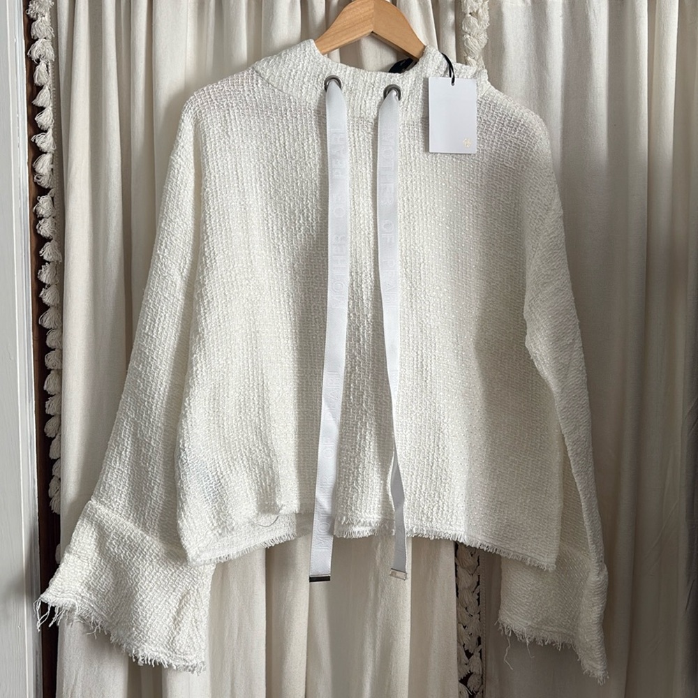 White long sleeve tweed Mother of Pearl hoodie